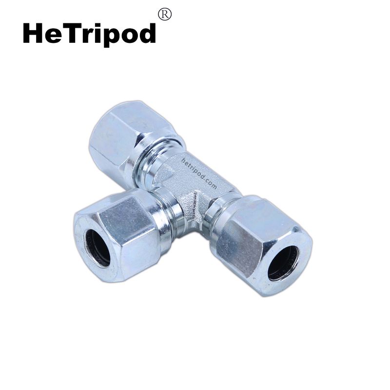 White zinc 45# carbon steel sleeve type tee joint hydraulic centralized lubrication transition adapt